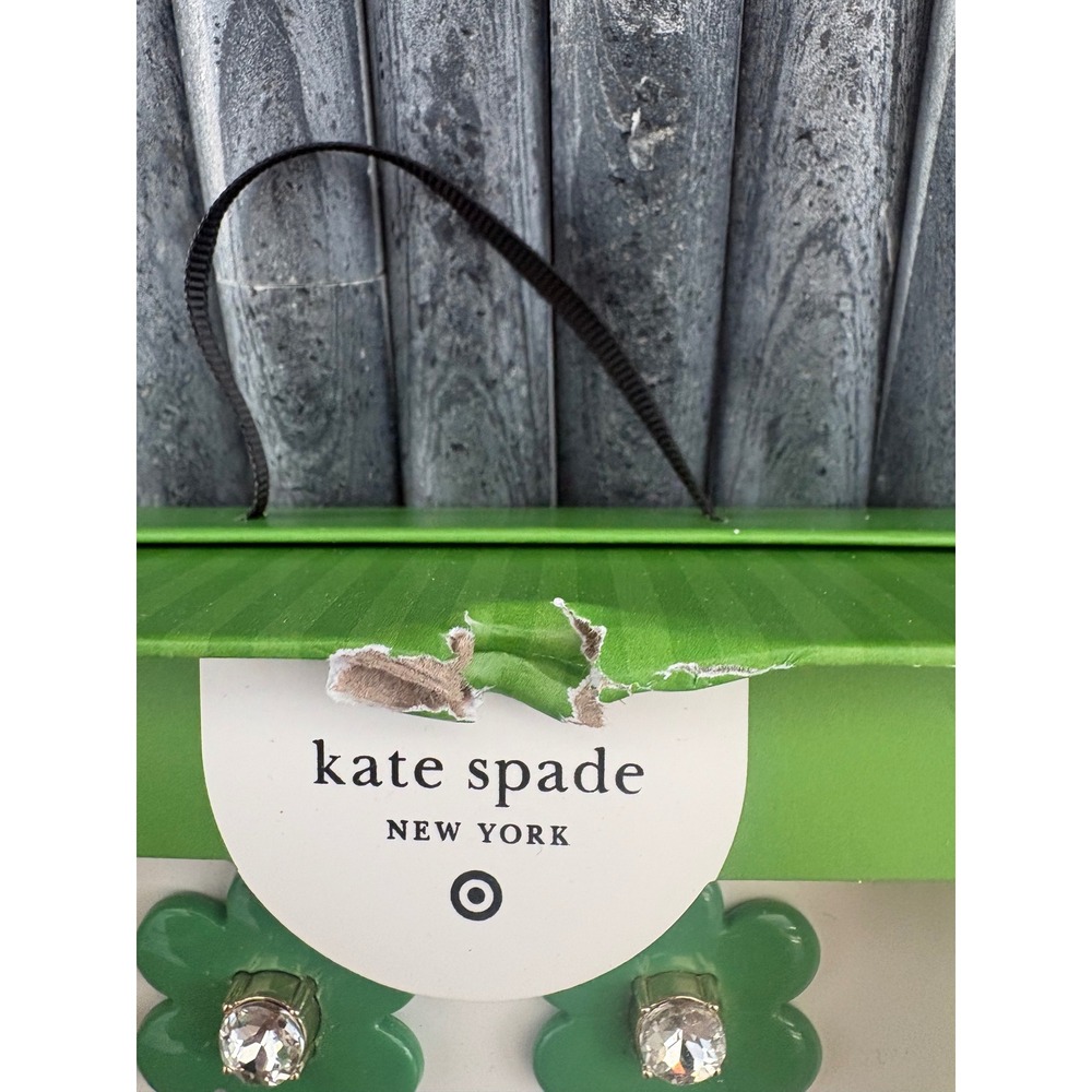 Kate Spade New York x Target Green Flower Drop Earrings Crystal Floral NIB - Picture 3 of 5